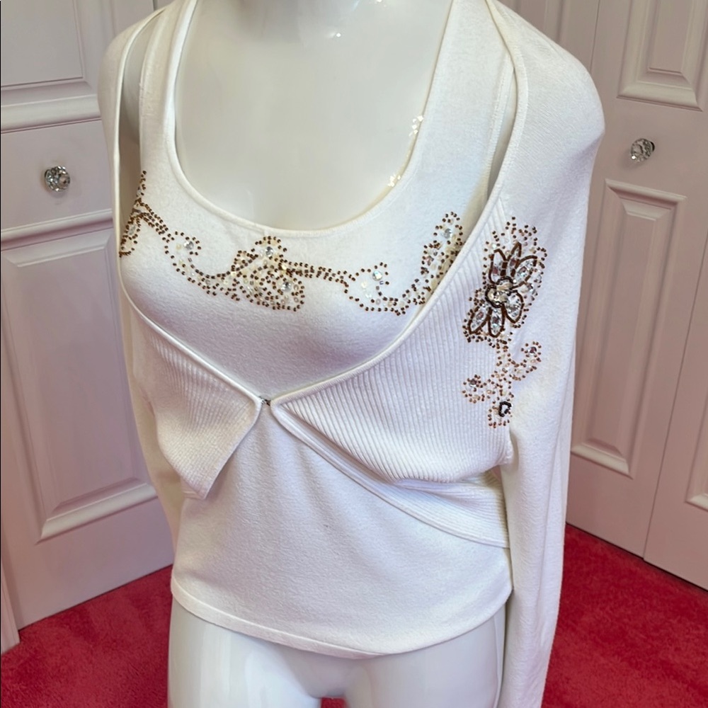 Elegant White Embellished Women's Top